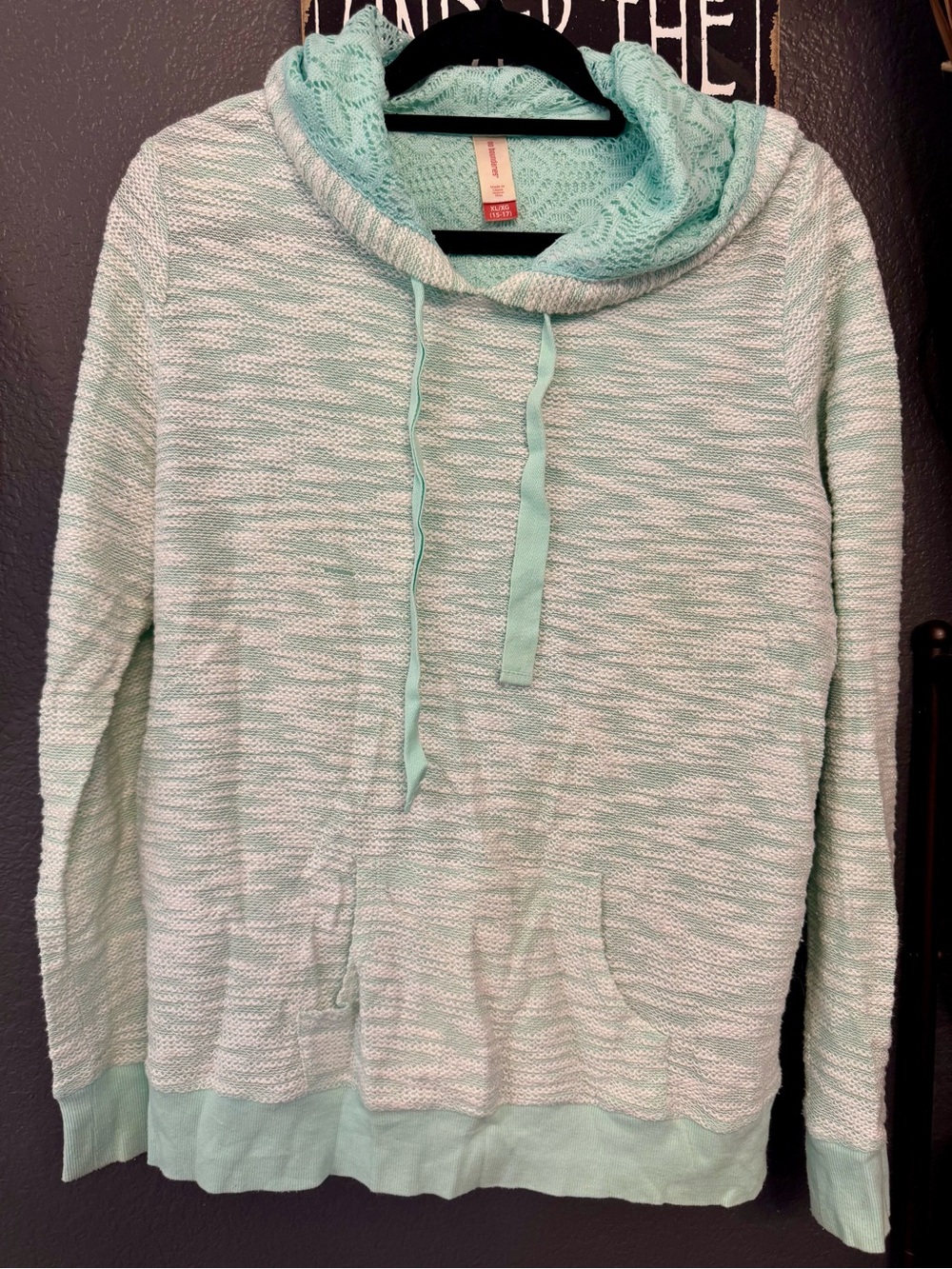 No Boundaries Mint Green Cowl Neck Pullover Hoodie XL